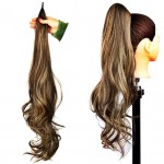 Extensie de par coada de cal cu lungime de 80 cm Saisity  Cod SSYP427 Saten Inchis cu Blond Inchis